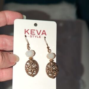 KEVA Gold and White Earrings